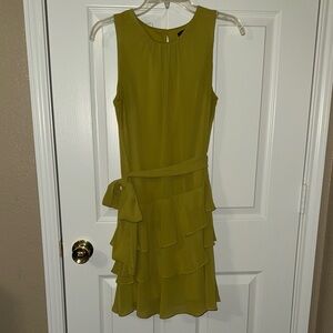 Green Ruffled Sheath Dress S
